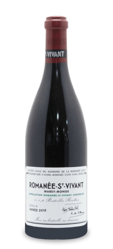 Any Mount Rushmore of fine wine is incomplete without Domaine de la Romanee-Conti (DRC). The legendary estate commands astronomical prices and 2018 Domaine de la Romanée-Conti Romanée-Saint-Vivant Grand Cru Marey-Monge is no exception.
 
This coveted pinot noir comes from 13 acres that DRC purchased from the Marey-Monge family in 1988. The hearty clay soils retain water well and keep the soil cool. As a result, fruit takes longer to mature, giving the grapes time to produce bright and refreshing acidity with concentrated flavors. With 2018 Romanée-Saint-Vivant, raspberries, strawberries, cranberry coffee, dark chocolate, and loam compose the middle-weight flavors, leading to a saline-kissed coda. Even with the complexity of a Rube Goldberg machine, each element exists in harmony. The wine is focused and precise with a serious energy that never waivers. As tempting as it might be to open this bottle in youth, sage investors should exercise at least a decade of patience before revisiting this icon.