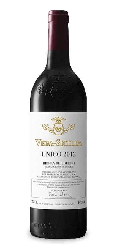 Vega Sicilia Unico is an exercise in extreme patience. The blend of 95 tinto fino (tempranillo) and 5 cabernet sauvignon sits in barriques for 18 months, in vats for three years, and in bottles for several years. Only after a decade of waiting can collectors and connoisseurs buy this red wine that wine expert Hugh Johnson praised as the Château Latour of Spain.
 
The 2012 Vega Sicilia Unico is many things – decadent, statuesque, and polished. There's one thing it's not: overpowering. The tempranillo displays the utmost restraint as an ocean of red fruits, sandalwood, smoke, wildflowers, smoked meats, and loam coat the palate. The myriad complexity reveals itself with time in the glass, reflecting the unmatched character that makes Unico a living legend. Don't just take our word for it. Wine critic Tim Atkin called the 2012 vintage "one of Spain's greatest reds."
 
The Final Sip: Few wines have a stronger claim to the throne of Spanish red wine than the perpetually prodigious Vega Sicilia Unico.