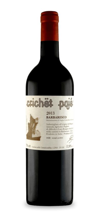 Why would investors spend hundreds of dollars for a single bottle of Roagna? For the answer, look no further than 2013 Roagna Barbaresco Crichët Pajè. The red wine incorporates all of the elements that have made Roagna one of the most revered estates in Piedmont. With a colossal structure, deep tannic body, and striking finesse, this Barbaresco is “a drop-dead gorgeous beauty,” in the words of wine critic Antonio Galloni.
 
Just a little time in the glass reveals Crichët Pajè’s full potential. The body glides across the palate with mellow layers of red cherries, strawberries, black currants, citrus, cedar, and cinnamon. Streaks of minerality lead into the long-lasting finish with harmonious balance. Expect 2013 Crichët Pajè to age well through 2040.
 
The Final Sip: Prepare to utter “What a wine,” after snagging a case of 2013 Roagna Barbaresco Crichët Pajè. That’s what happened to wine critic Antonio Galloni.