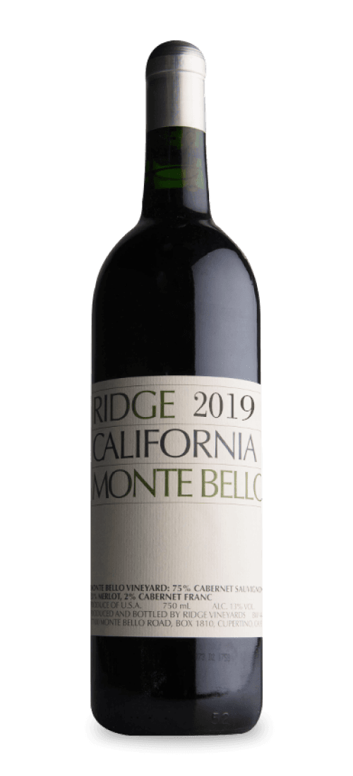 ridge, california cabernet sauvignon monte bello, santa cruz mountains 2019