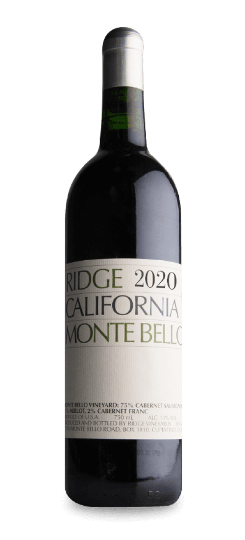 ridge, california cabernet sauvignon monte bello, santa cruz mountains 2020