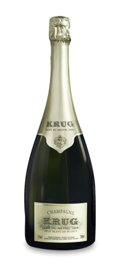 The 2006 Krug Clos du Mesnil defies easy categorization. On the one hand, it’s supple and graceful with an ethereal weightlessness. On the other hand, it’s powerful and muscular with uncommon richness for the region.
Cultivated from a single plot of chardonnay in the heart of Mesnil-sur-Oger, this iconic Champagne survived a challenging growing season in 2006. Fortunately, the extreme heat and rainfall let up at the right time, producing beautifully ripe chardonnay. According to cellar master Julie Cavil, “This Champagne is a combination of outstanding purity and freshness with tension, vivacity, and great balance.”
Upon release, wine critics Yohan Castling and James gave the vintage 99-point ratings, with the former calling it “a work of art!” Investment opportunities are limited, though. Krug released fewer than 15,000 bottles of this already hard-to-get Champagne.